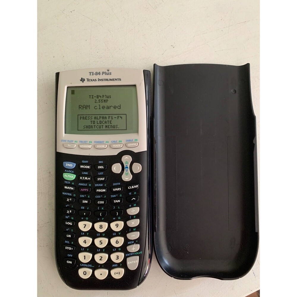 Texas Instruments TI-84 Plus Graphing Calculator Black with Cover - Tested